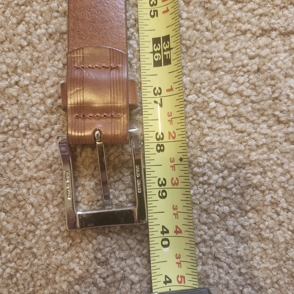 Luxury Premium Italian Leather Brown Belt with Silver Solid Brass Buckle - Picture 9 of 10